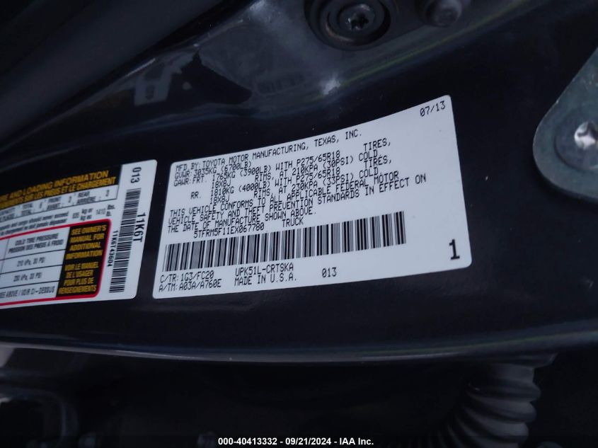 5TFRM5F11EX067780 2014 Toyota Tundra Sr5 4.6L V8