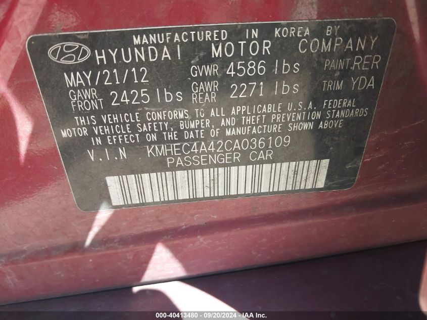 KMHEC4A42CA036109 2012 Hyundai Sonata Hybrid