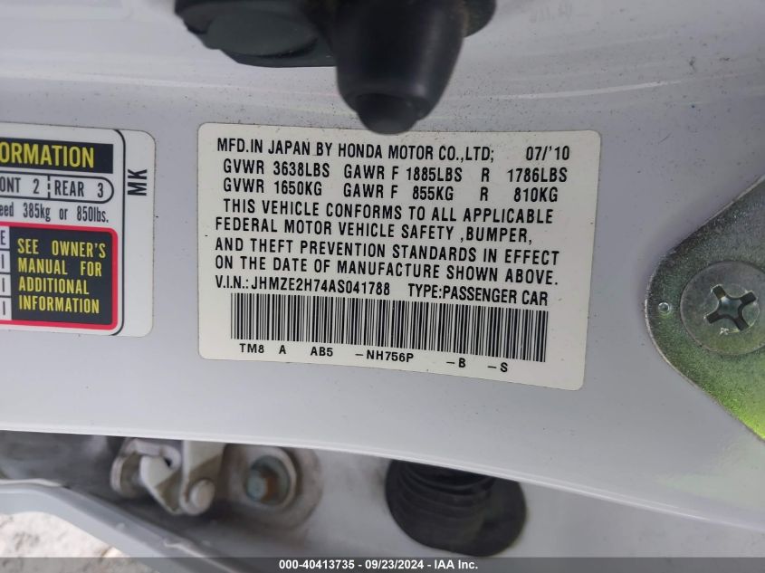 JHMZE2H74AS041788 2010 Honda Insight Ex