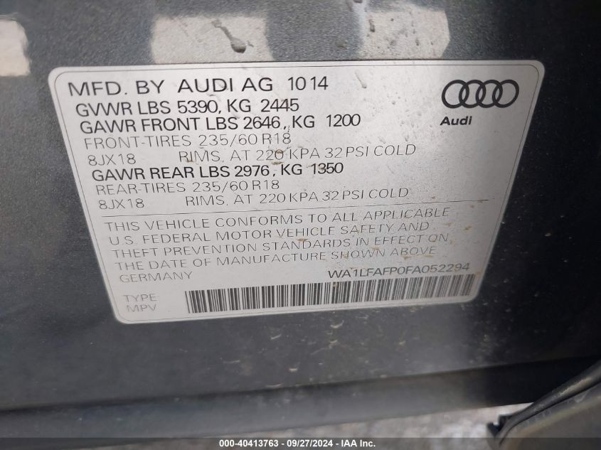 WA1LFAFP0FA052294 2015 Audi Q5 2.0T Premium