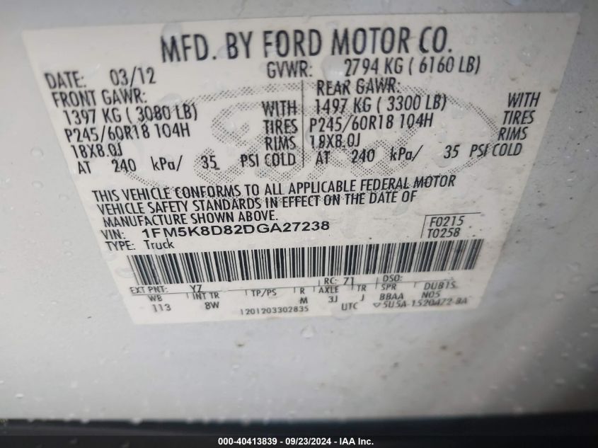 1FM5K8D82DGA27238 2013 Ford Explorer Xlt