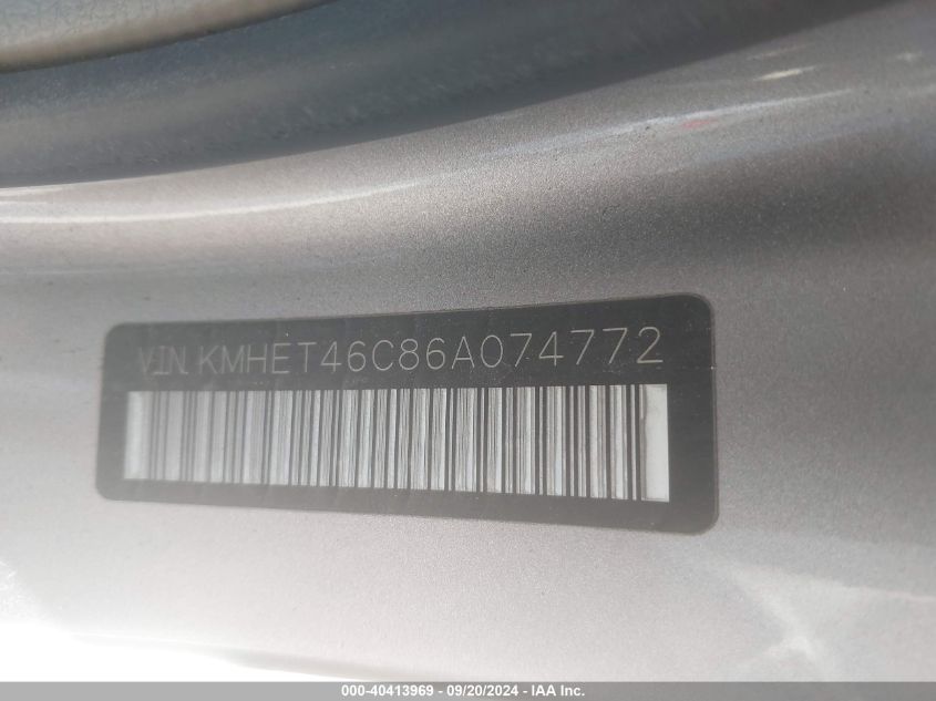 KMHET46C86A074772 2006 Hyundai Sonata Gl