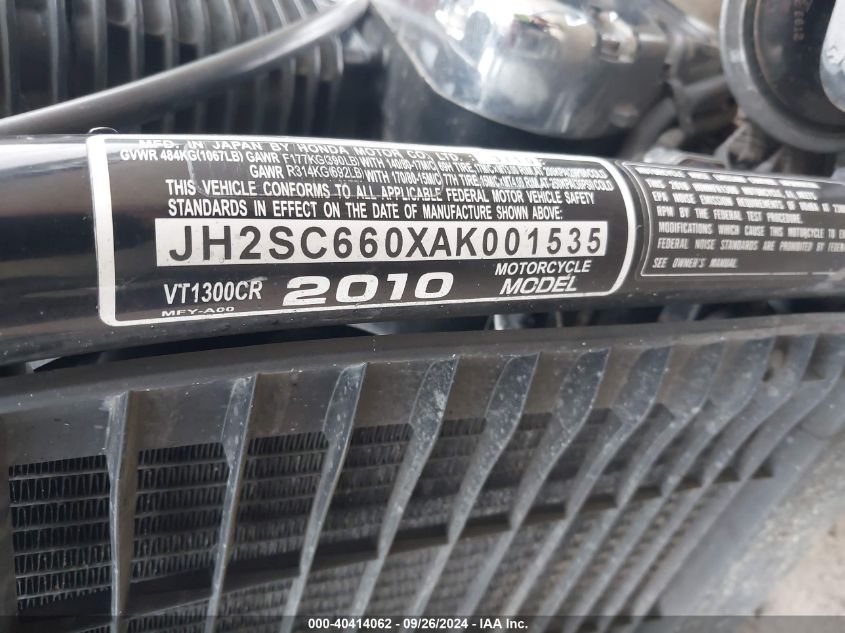 JH2SC660XAK001535 2010 Honda Vt1300 Cr