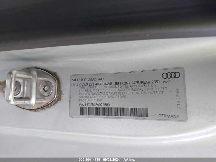 2014 Audi A5 2.0T Premium VIN: WAULFAFR4EA074589 Lot: 40414759