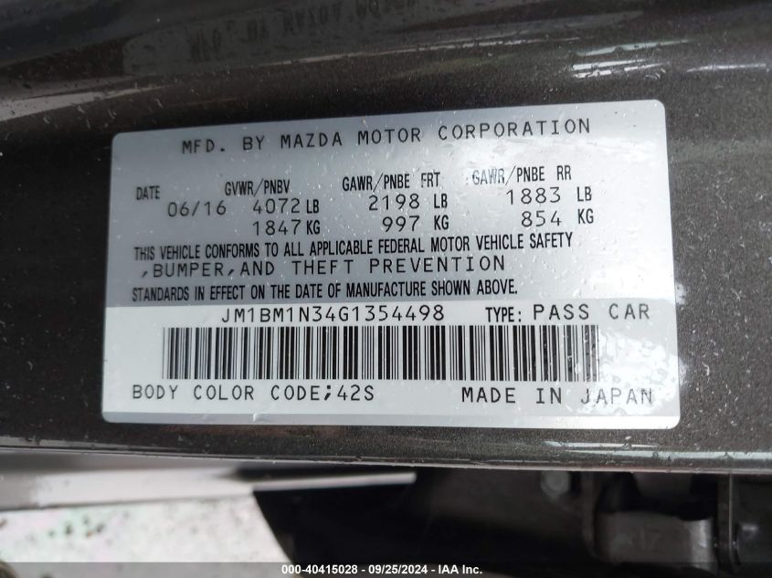 JM1BM1N34G1354498 2016 Mazda Mazda3 S Grand Touring