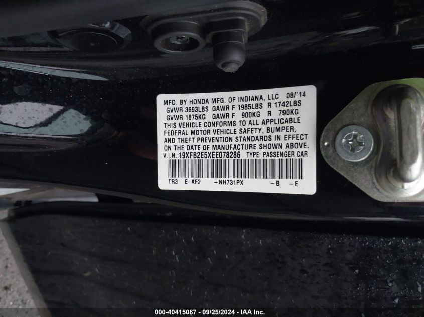 19XFB2E5XEE078286 2014 Honda Civic Lx