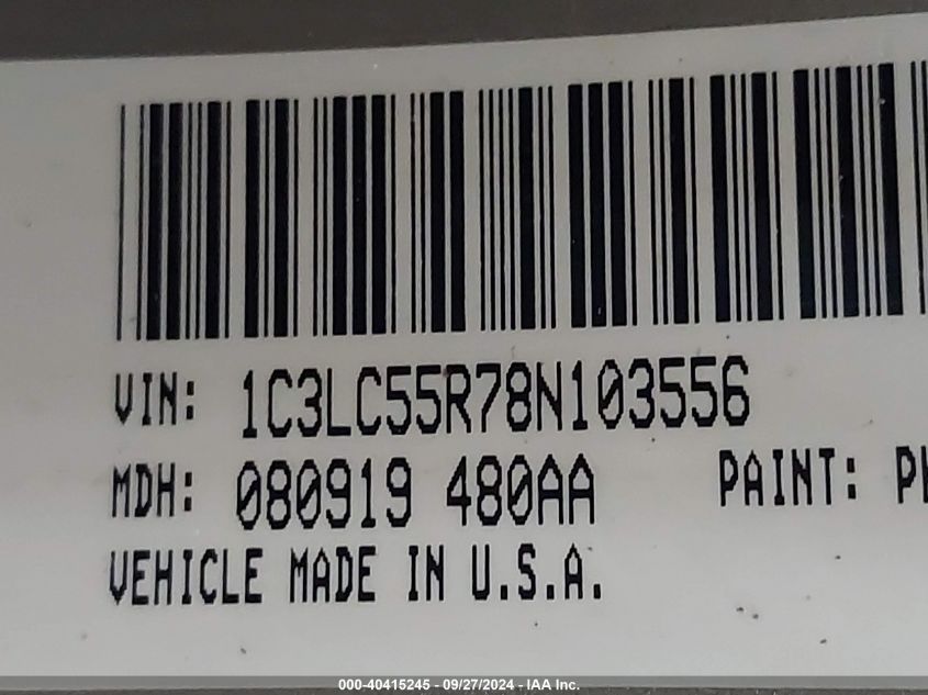 2008 Chrysler Sebring Touring VIN: 1C3LC55R78N103556 Lot: 40415245