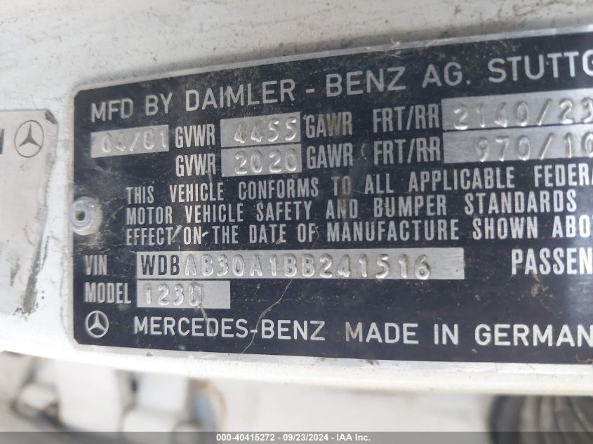 WDBAB30A1BB241516 1981 Mercedes-Benz 300 D