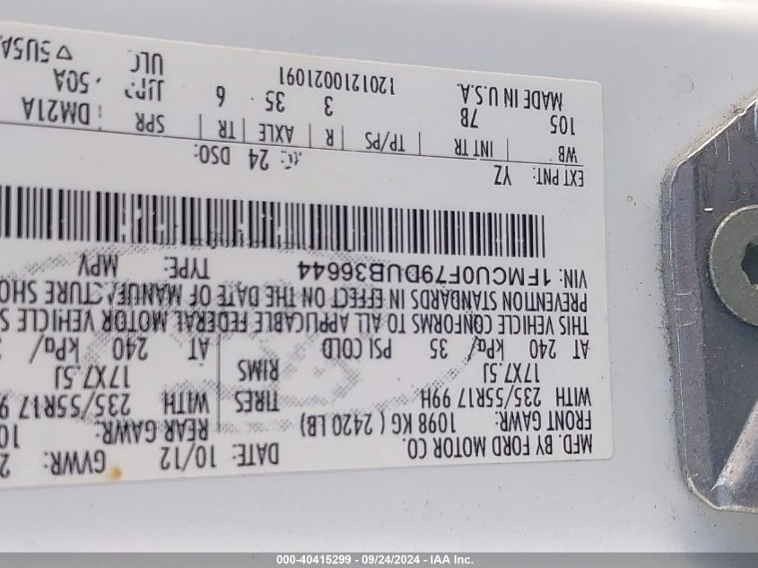 1FMCU0F79DUB36644 2013 Ford Escape S