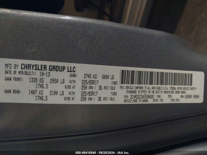 2C4RDGCG4ER206691 2014 Dodge Grand Caravan Sxt