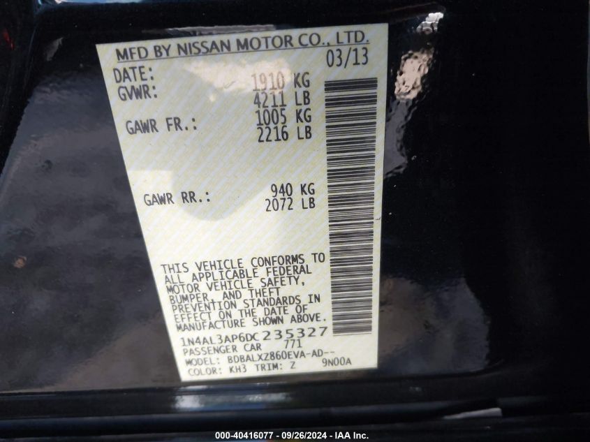 1N4AL3AP6DC235327 2013 Nissan Altima 2.5 Sl