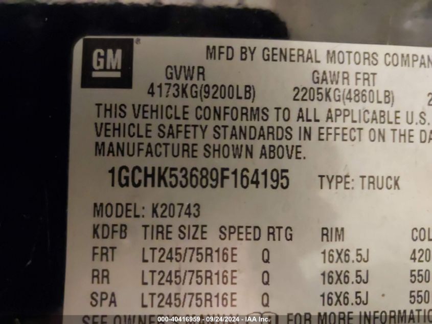 1GCHK53689F164195 2009 Chevrolet Silverado K2500 Heavy Duty Lt