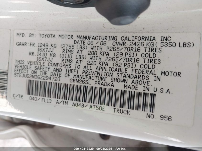 5TEJU62N36Z294720 2006 Toyota Tacoma Double Cab Prerunner