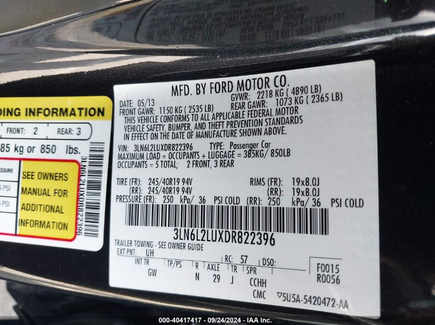 3LN6L2LUXDR822396 2013 Lincoln Mkz Hybrid Hybrid