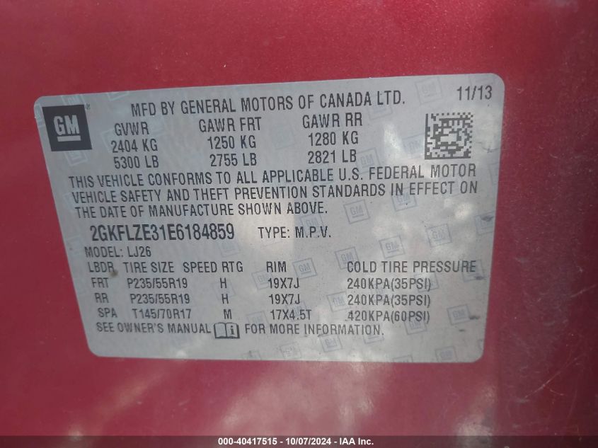 2GKFLZE31E6184859 2014 GMC Terrain Denali