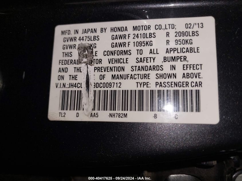 JH4CU2F49DC009712 2013 Acura Tsx