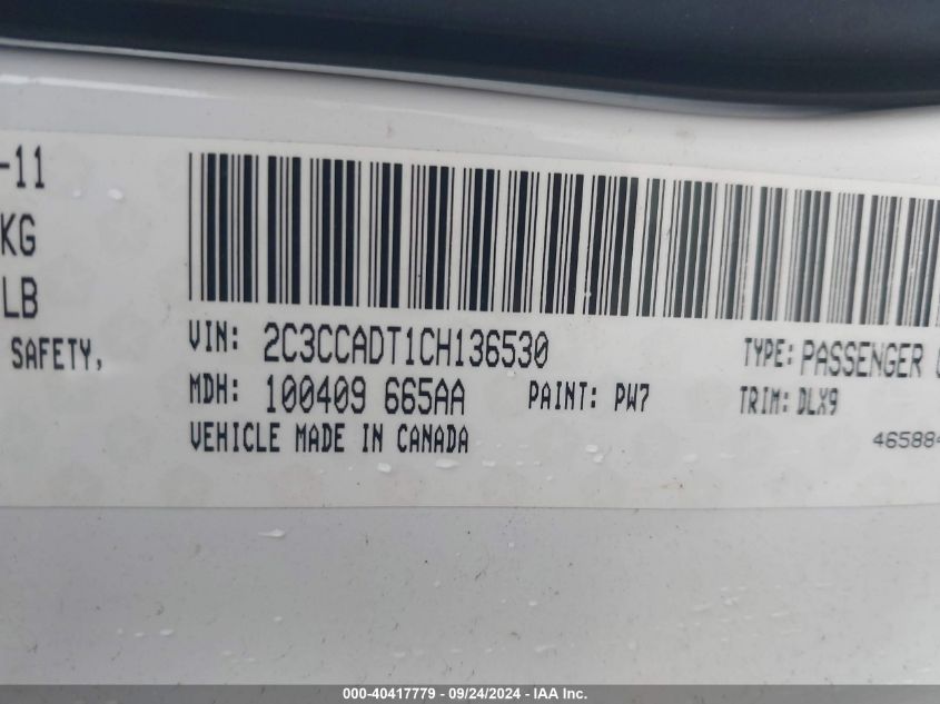 2C3CCADT1CH136530 2012 Chrysler 300 S V8