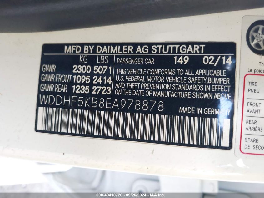 WDDHF5KB8EA978878 2014 Mercedes-Benz E 350 350