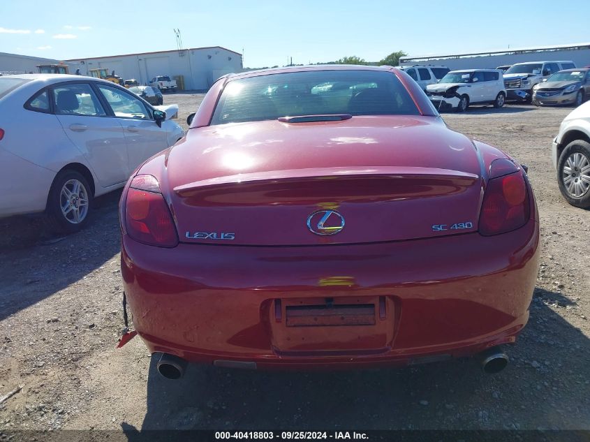 2002 Lexus Sc 430 VIN: JTHFN48Y520017892 Lot: 40418803