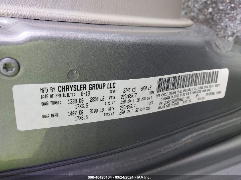 2C4RC1BG0DR808021 2013 Chrysler Town & Country Touring