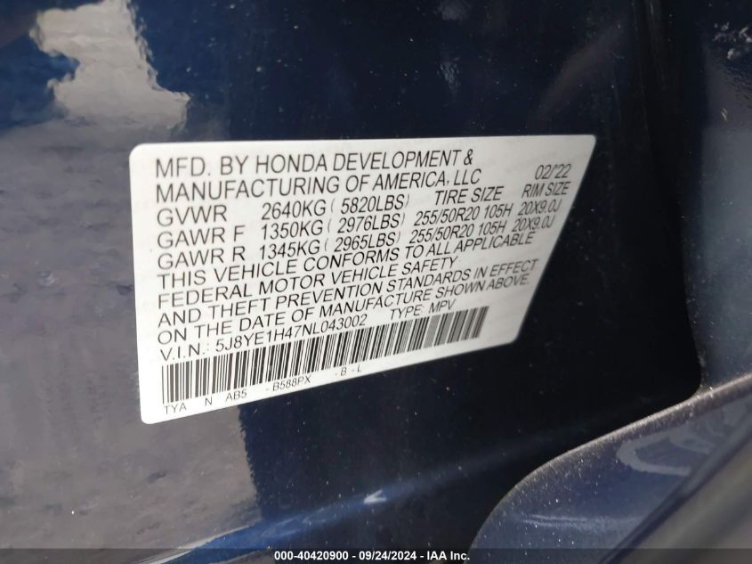 5J8YE1H47NL043002 2022 Acura Mdx Technology Package