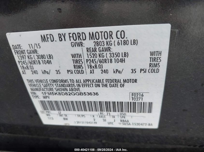 1FM5K8D82GGB53636 2016 Ford Explorer Xlt