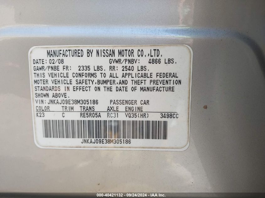 JNKAJ09E38M305186 2008 Infiniti Ex35 Journey