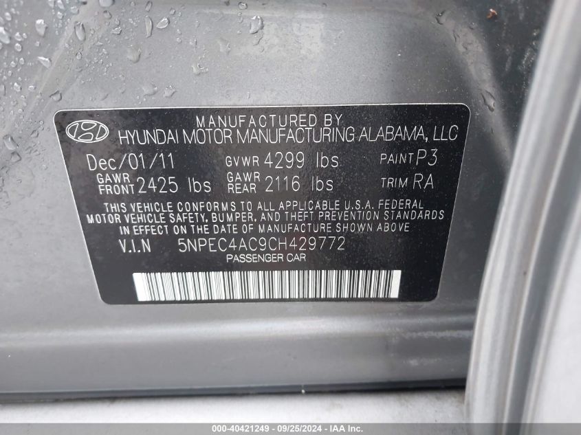 5NPEC4AC9CH429772 2012 Hyundai Sonata Limited