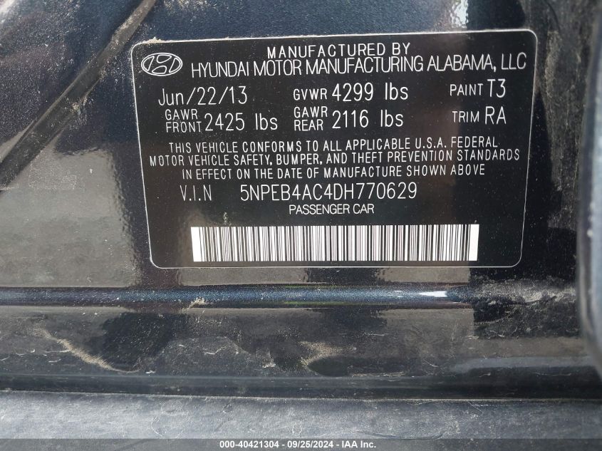 2013 HYUNDAI SONATA GLS - 5NPEB4AC4DH770629