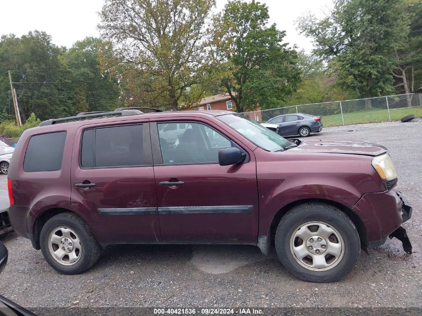 2011 Honda Pilot Lx VIN: 5FNYF4H23BB059742 Lot: 40421536