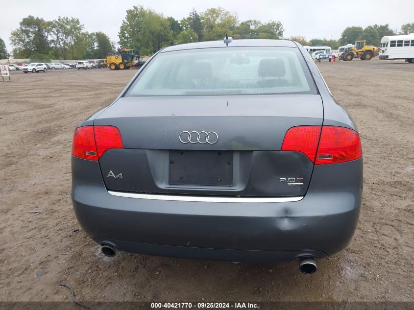 2006 Audi A4 2.0T VIN: WAUDF78E76A020805 Lot: 40421770