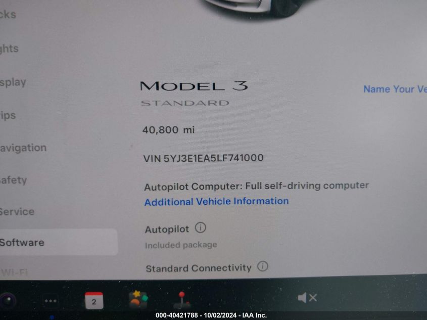 2020 Tesla Model 3 Standard Range Plus Rear-Wheel Drive/Standard Range Rear-Wheel Drive VIN: 5YJ3E1EA5LF741000 Lot: 40421788