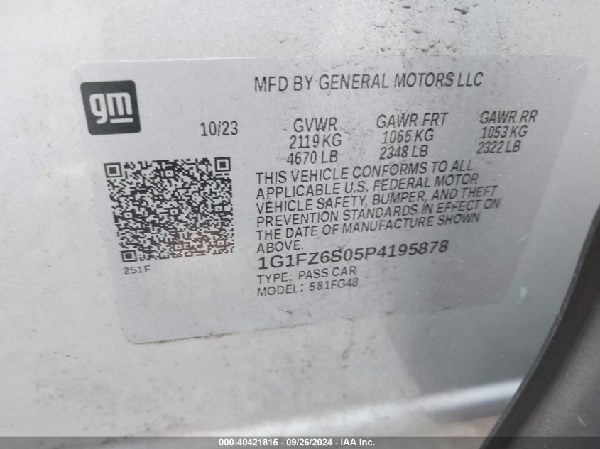 2023 Chevrolet Bolt Euv Fwd Premier VIN: 1G1FZ6S05P4195878 Lot: 40421815