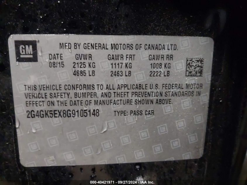 2G4GK5EX8G9105148 2016 Buick Regal Turbo