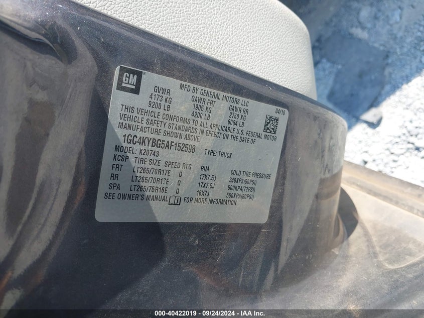 1GC4KYBG5AF152598 2010 Chevrolet Silverado 2500Hd Ltz