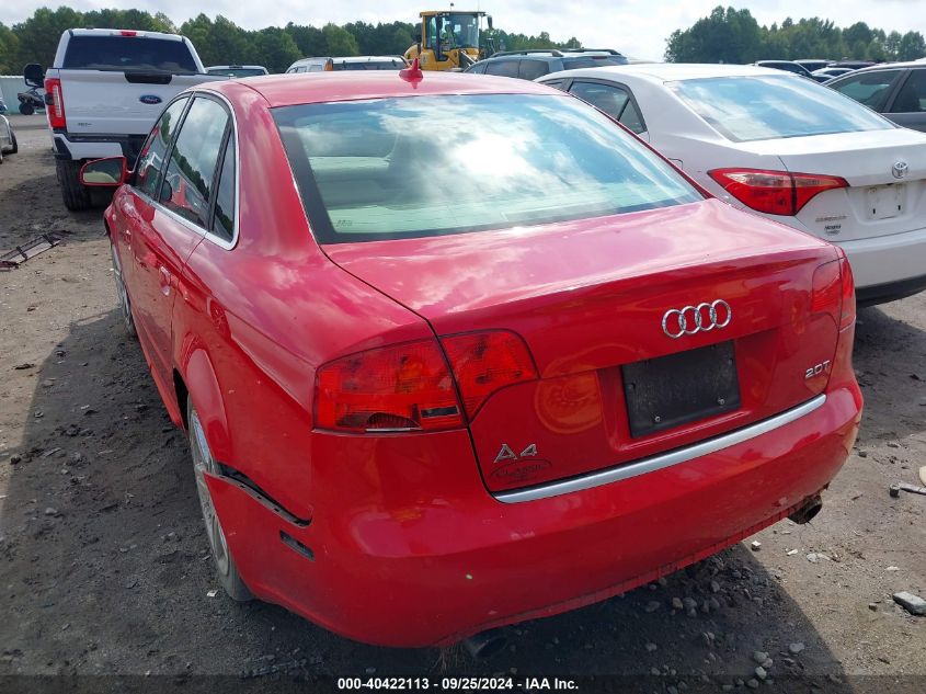 2008 Audi A4 2.0T VIN: WAUAF78E48A033971 Lot: 40422113