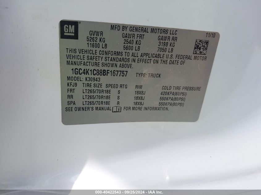 1GC4K1C88BF167757 2011 Chevrolet Silverado 3500Hd Ltz