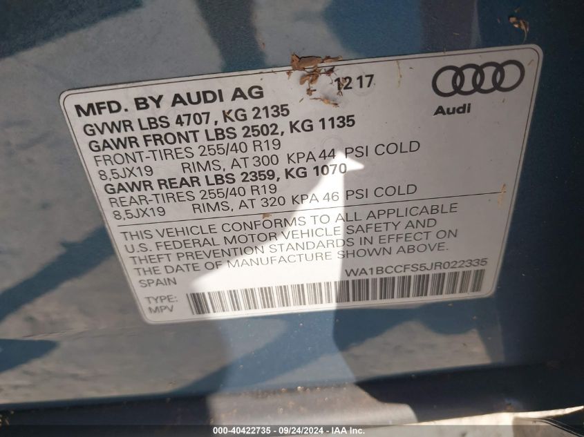 WA1BCCFS5JR022335 2018 Audi Q3 Premium