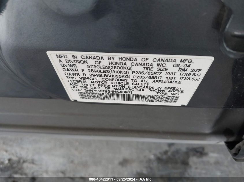 2HNYD18954H543971 2004 Acura Mdx