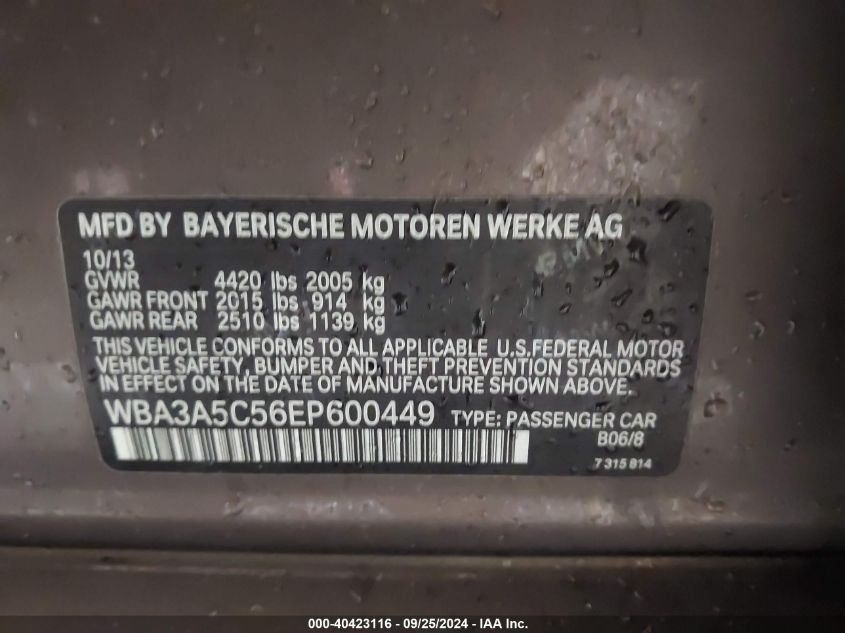 WBA3A5C56EP600449 2014 BMW 328I