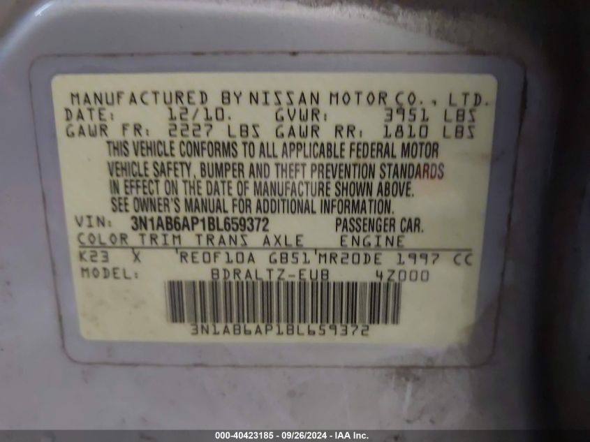 3N1AB6AP1BL659372 2011 Nissan Sentra 2.0Sr