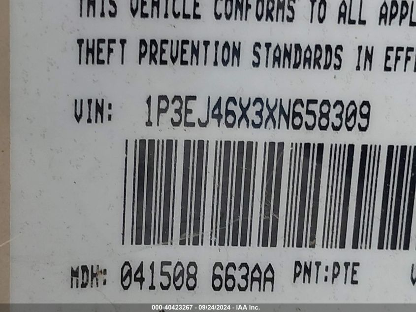 1P3EJ46X3XN658309 1999 Plymouth Breeze