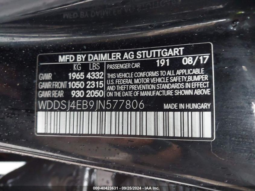 WDDSJ4EB9JN577806 2018 Mercedes-Benz Cla 250