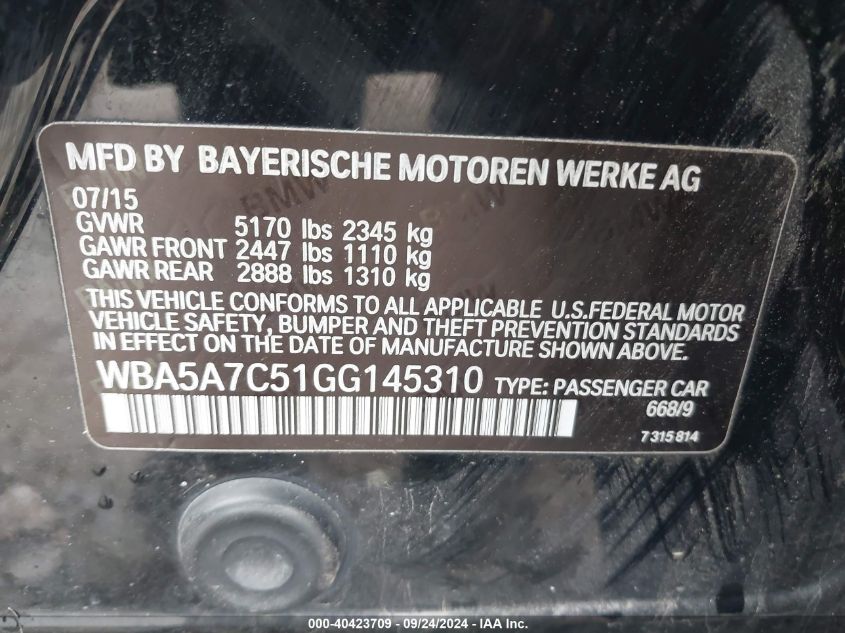 WBA5A7C51GG145310 2016 BMW 528I xDrive