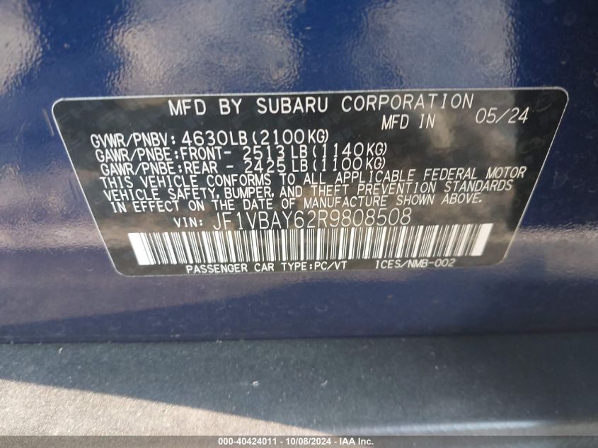 JF1VBAY62R9808508 2024 Subaru Wrx Tr