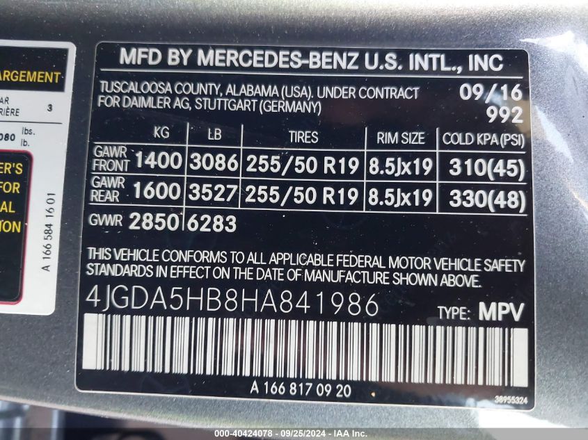 4JGDA5HB8HA841986 2017 Mercedes-Benz Gle 350 4Matic