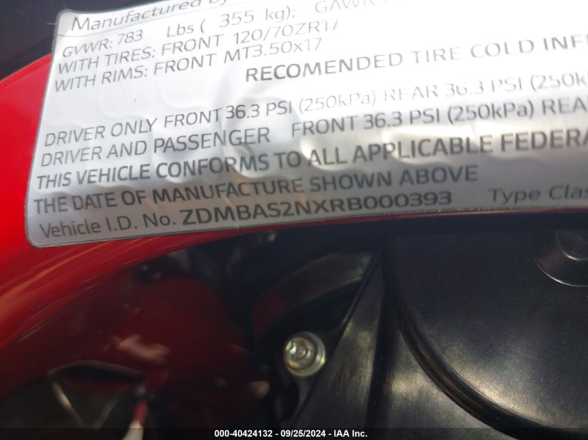 ZDMBAS2NXRB000393 2024 Ducati Hypermotard