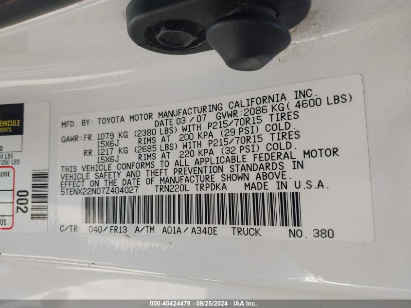 5TENX22N07Z404027 2007 Toyota Tacoma