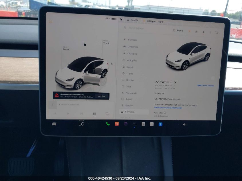 2023 Tesla Model Y Awd/Long Range Dual Motor All-Wheel Drive VIN: 7SAYGDEEXPA083359 Lot: 40424530