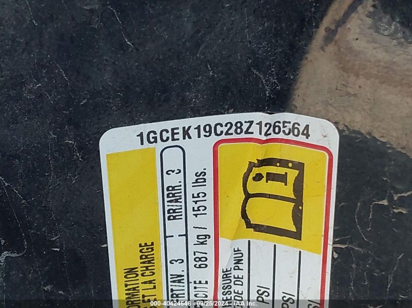 1GCEK19C28Z126564 2008 Chevrolet Silverado 1500 Lt1/Work Truck